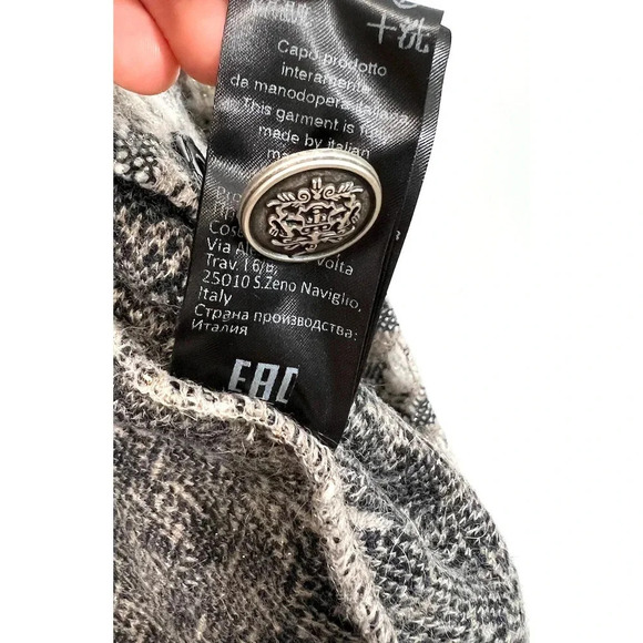 D. Exterior Made in Italy  Houndstooth Knitted Fringed Jacket - Picture 10 of 10